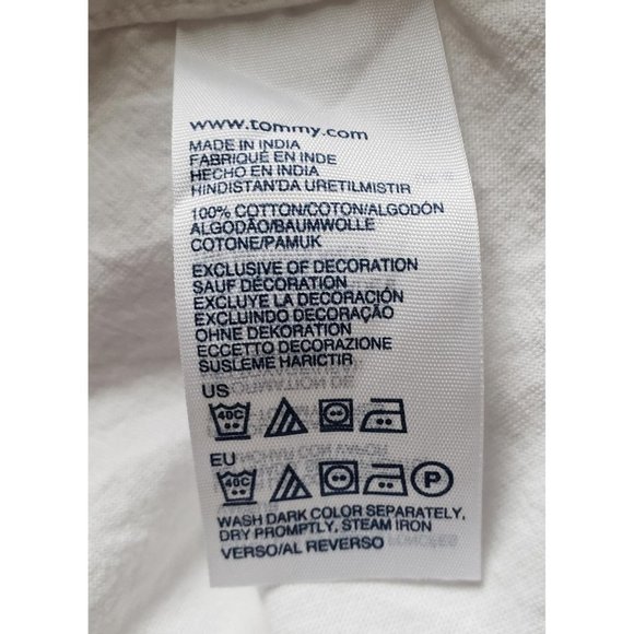 Tommy Hilfiger Woman Size L White Button Up Embroidered Dragon Fly & Logo Shirt - Picture 6 of 7